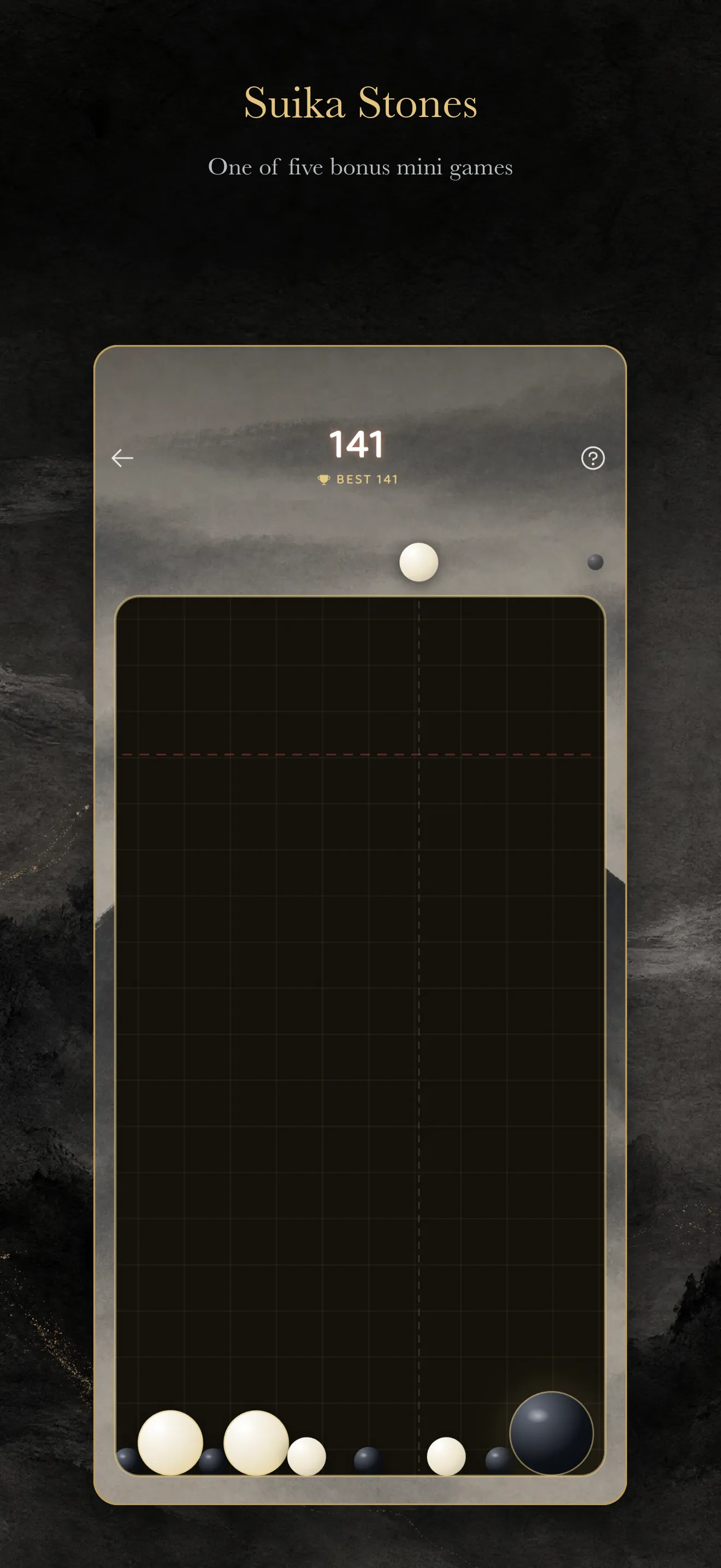 Suika Stones, a physics merge game included in Gomoku AI